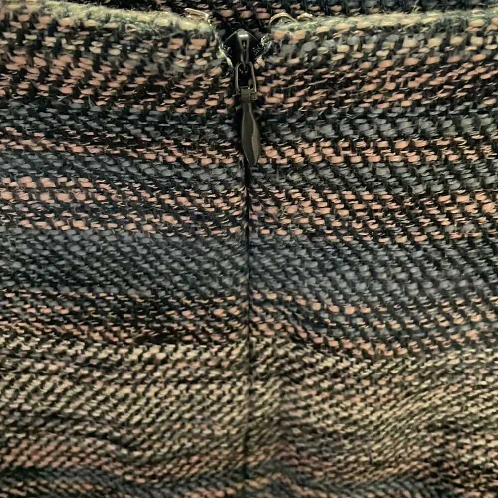 ✨Ann Taylor Loft Blue, Cream & Tan Tweed Mini Skirt - Picture 5 of 8